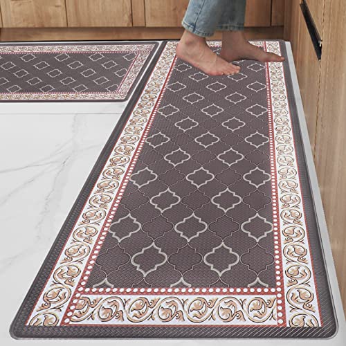 ROTTOGOON Kitchen Floor Mat Set of 2 Cushioned Anti Fatigue Kitchen Mat 17x4717x29 NonSlip Waterproof Kitchen Rug Premium PVC Comfort Kitchen Mats and Rugs for Kitchen Office Home Laundry