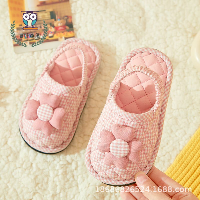 Baby Elastic Band Cotton Slippers For , 1-2-3 Years Old, Pure Cotton Fabric, Indoor Non-Slip, Warm Winter Baby Slippers - Image 3