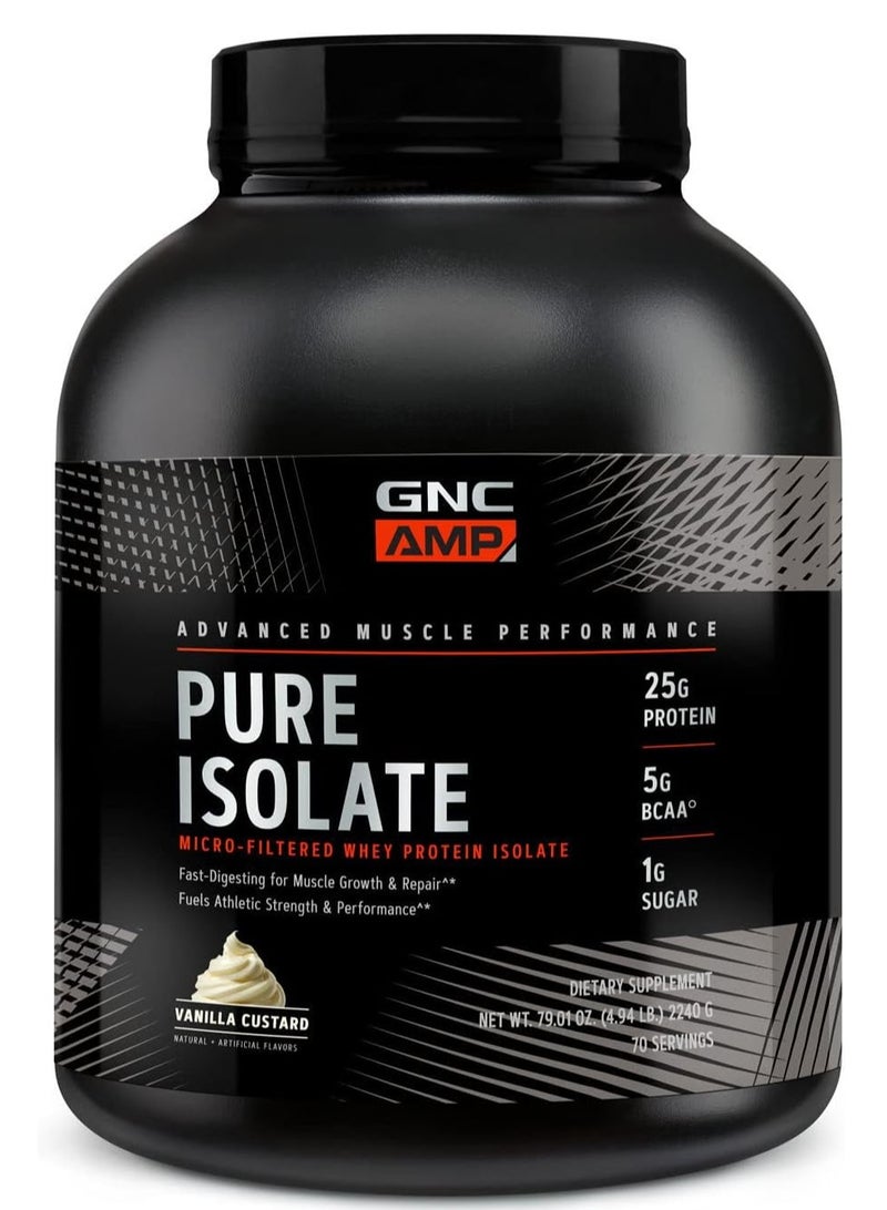 GNC AMP GNC AMP Pure Isolate | Fuels Athletic Strength, Performance and Muscle Growth | Fast Absorbing | 25g Whey Protein Iso with 5g BCAA | Vanilla Custard | 70 Servings  - Image 1