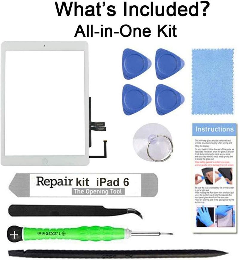 TSIOFO for iPad 6 (6th Gen 2018) A1893 A1954 Screen Replacement Glass Touch Digitizer Repair Kit with Home Button & Tools - Only for iPad 6 6th Generation (White) - Image 5