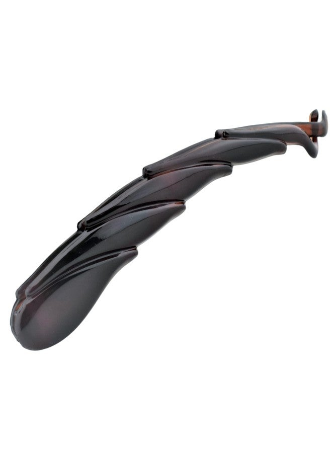 Parcelona French Curled Tortoise Shell Brown Large 6" Celluloid Acetate Ponytail Interlocking No Slip Grip Fishtail Banana Hair Clip for Women and Girls, Made in France - Image 1