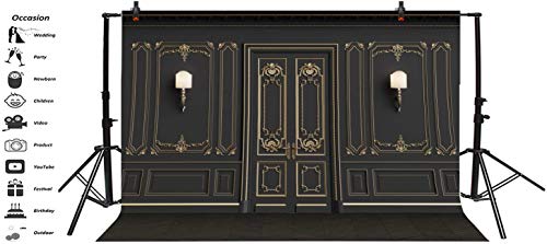 Leyiyi 8x6.5ft Vintage Room Inside Backdrop European Frame French Door Modern Castle House Cementery Wall Vintage Lantern Photo Background Cowboy Kids Birthday Portrait Studio Prop Vinyl Wallpaper - Image 3