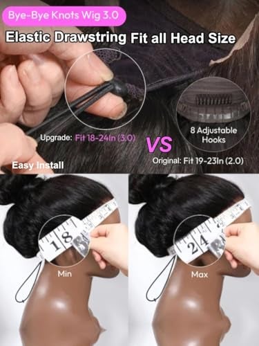 UNICE Bye Bye Knots Wig Body Wave 7x5 Pre Cut HD Lace Front Wigs Human Hair with Elastic Drawstring Balayage Brown Glueless Wig Pre Plucked Bleached Knots Natural Hairline 150% Density 20 Inch - Image 4