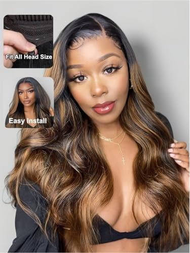UNICE Bye Bye Knots Wig Body Wave 7x5 Pre Cut HD Lace Front Wigs Human Hair with Elastic Drawstring Balayage Brown Glueless Wig Pre Plucked Bleached Knots Natural Hairline 150% Density 20 Inch - Image 2