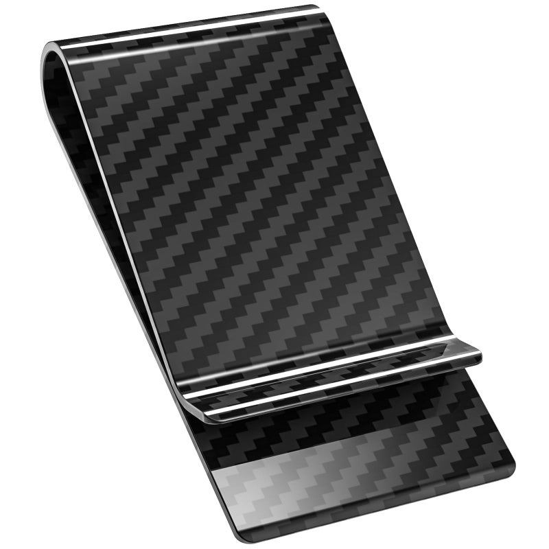 Travelambo Carbon Fiber Money Clip Front Pocket Wallet Minimalist Wallet Slim Wallet Credit Business Card Holder (CB black) - Image 1