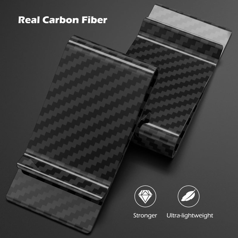 Travelambo Carbon Fiber Money Clip Front Pocket Wallet Minimalist Wallet Slim Wallet Credit Business Card Holder (CB black) - Image 2