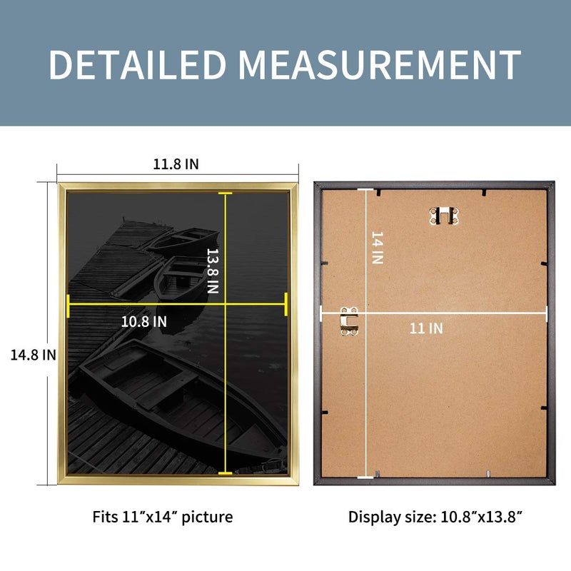 Giverny 11x14 Picture Frames, Gold Photo Frames for Wall Mounting, Simple Design Glossy Finish Frame Perfect for Home Decoration, Office, Hotel and Various Ceremonies Praties - Image 2