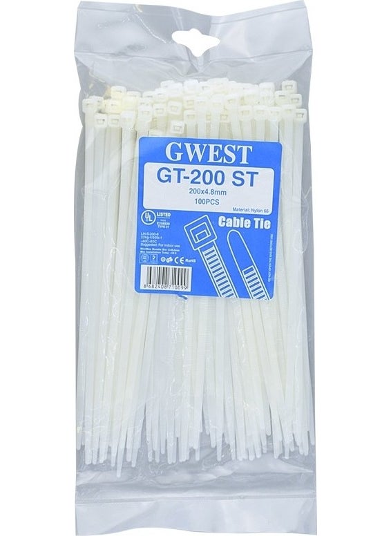 GWEST Gt 200ST200 x 4.8 mm White Cable Tie  - Image 1