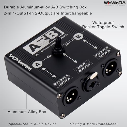 WisWinDa Pro XLR Passive A/B Switch Box Reversible Operation Design Balanced Audio Converter 2 Channel HiFi Stereo Audio Selector No Loss Switching Aluminum Shell (XLR A/B Swtich Box (F-2M)) - Image 3