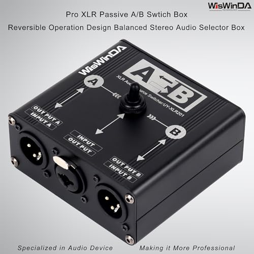 WisWinDa Pro XLR Passive A/B Switch Box Reversible Operation Design Balanced Audio Converter 2 Channel HiFi Stereo Audio Selector No Loss Switching Aluminum Shell (XLR A/B Swtich Box (F-2M)) - Image 2