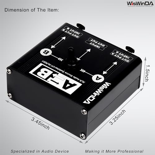WisWinDa Pro XLR Passive A/B Switch Box Reversible Operation Design Balanced Audio Converter 2 Channel HiFi Stereo Audio Selector No Loss Switching Aluminum Shell (XLR A/B Swtich Box (F-2M)) - Image 5