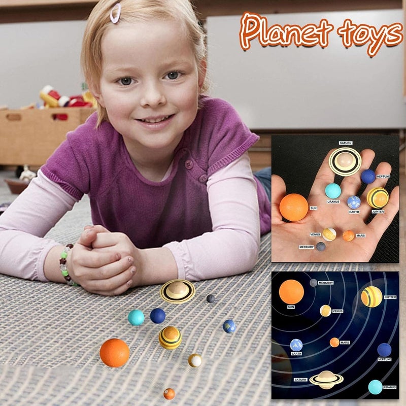 klarako Cosmos Learning Game ToyWooden Solar System Model Kit, Solar Planets System Model Kit, Wooden Desktop Ornament Home Office Decor, Gift for Kids/Teens (A Set) - Image 2