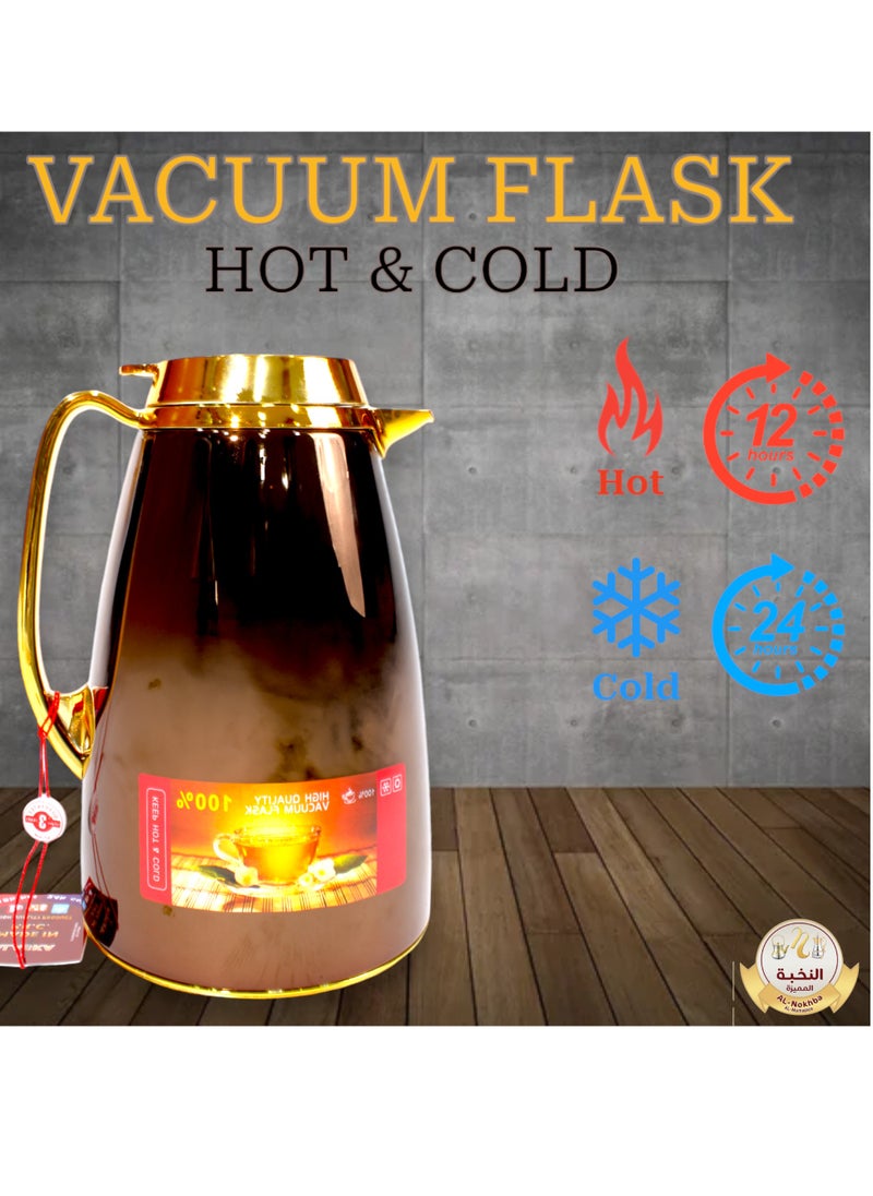 Generic - Al-Nokhba Vacuum Flask Set – Enjoy hot and cold drinks on the go with an insulated double-wall vacuum-sealed design, leak-proof lid, and unique handle. Convenient push-button access (0.6 Litre & 1.0 Litre) - Image 1