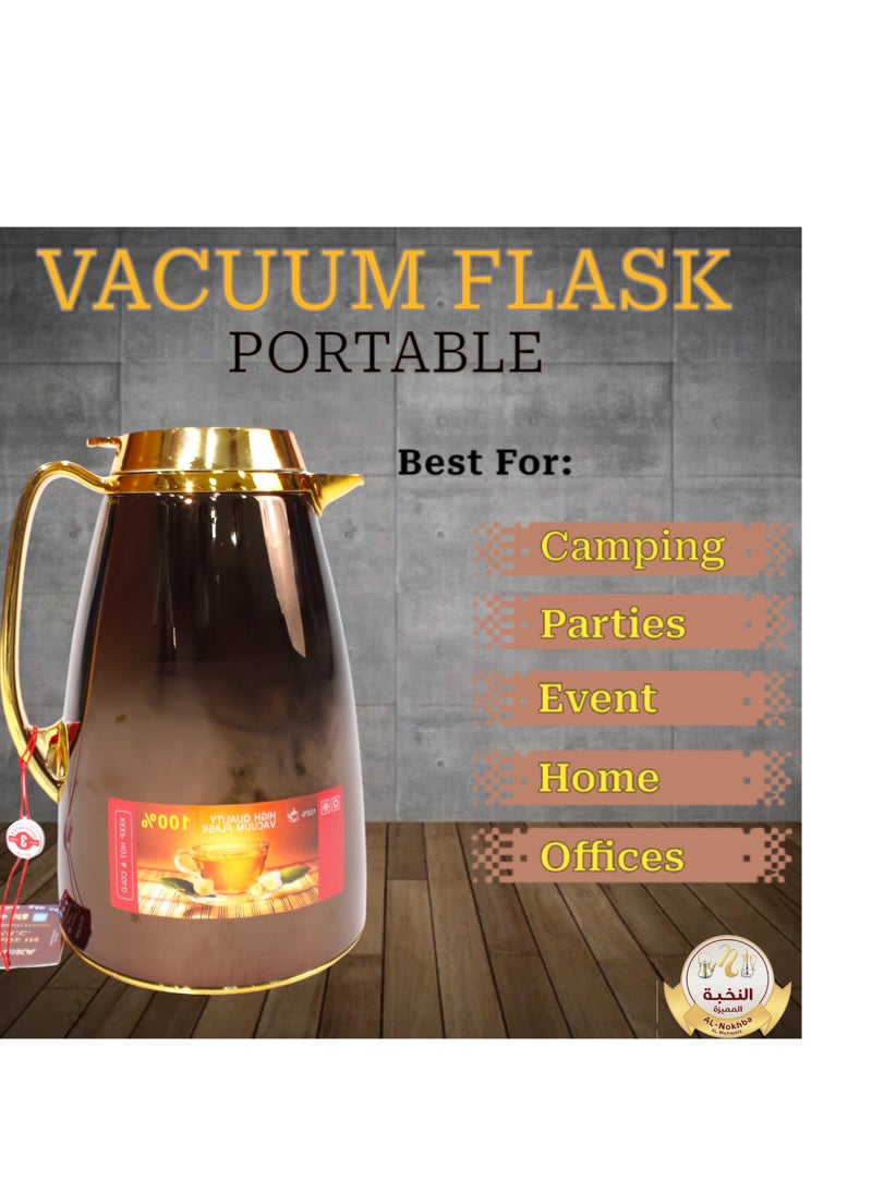 Generic - Al-Nokhba Vacuum Flask Set – Enjoy hot and cold drinks on the go with an insulated double-wall vacuum-sealed design, leak-proof lid, and unique handle. Convenient push-button access (0.6 Litre & 1.0 Litre) - Image 1
