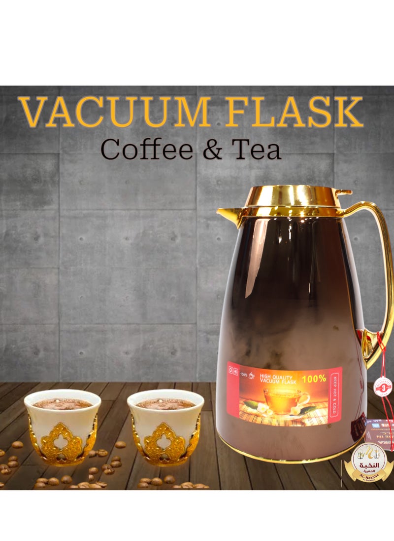 Generic - Al-Nokhba Vacuum Flask Set – Enjoy hot and cold drinks on the go with an insulated double-wall vacuum-sealed design, leak-proof lid, and unique handle. Convenient push-button access (0.6 Litre & 1.0 Litre) - Image 1