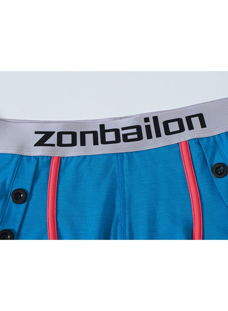 Zonbailon Men's Bamboo Fiber Boxer Briefs, Button Decor Breathable Low Rise Underwear, Sizes M-3XL - Image 3