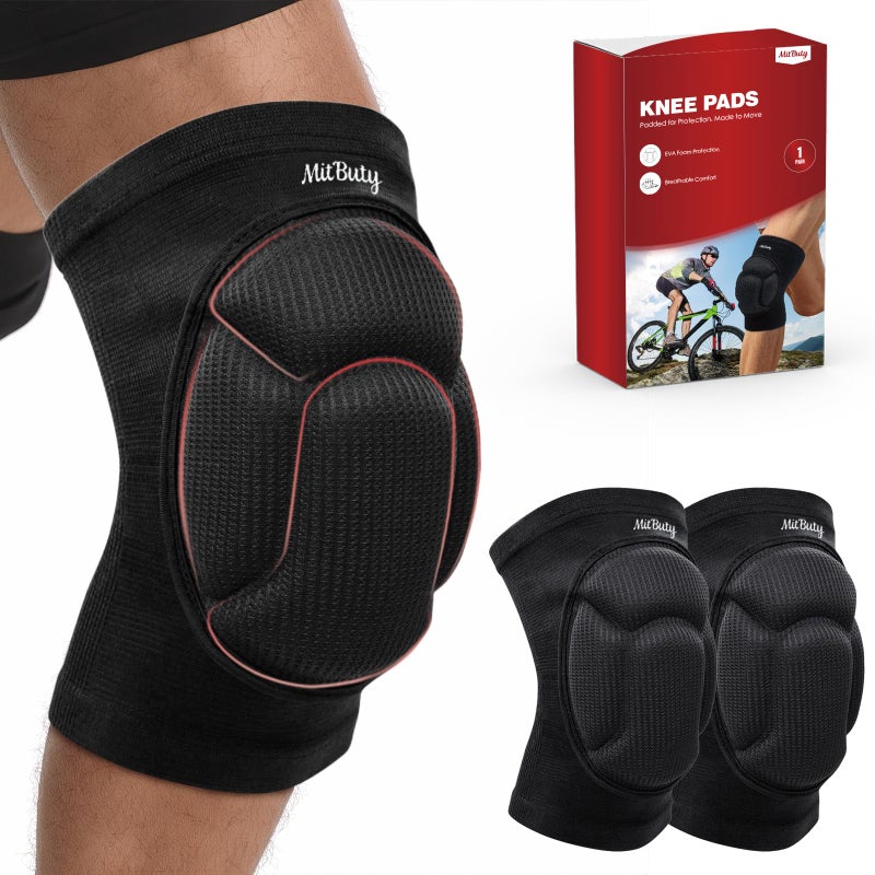 MitButy Protective Knee Pads for Men, Women & Kids â€“ 1 Pair Thick Foam Cushioned Pads for Volleyball, Dance, Gardening, Wrestling & Kneeling â€“ Durable Protection for Work & Sports (M: 15.5â€“21.5") - Image 1