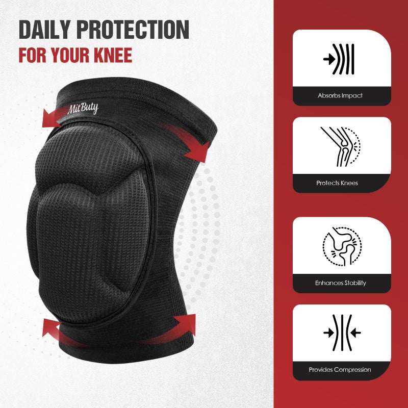 MitButy Protective Knee Pads for Men, Women & Kids â€“ 1 Pair Thick Foam Cushioned Pads for Volleyball, Dance, Gardening, Wrestling & Kneeling â€“ Durable Protection for Work & Sports (M: 15.5â€“21.5") - Image 4