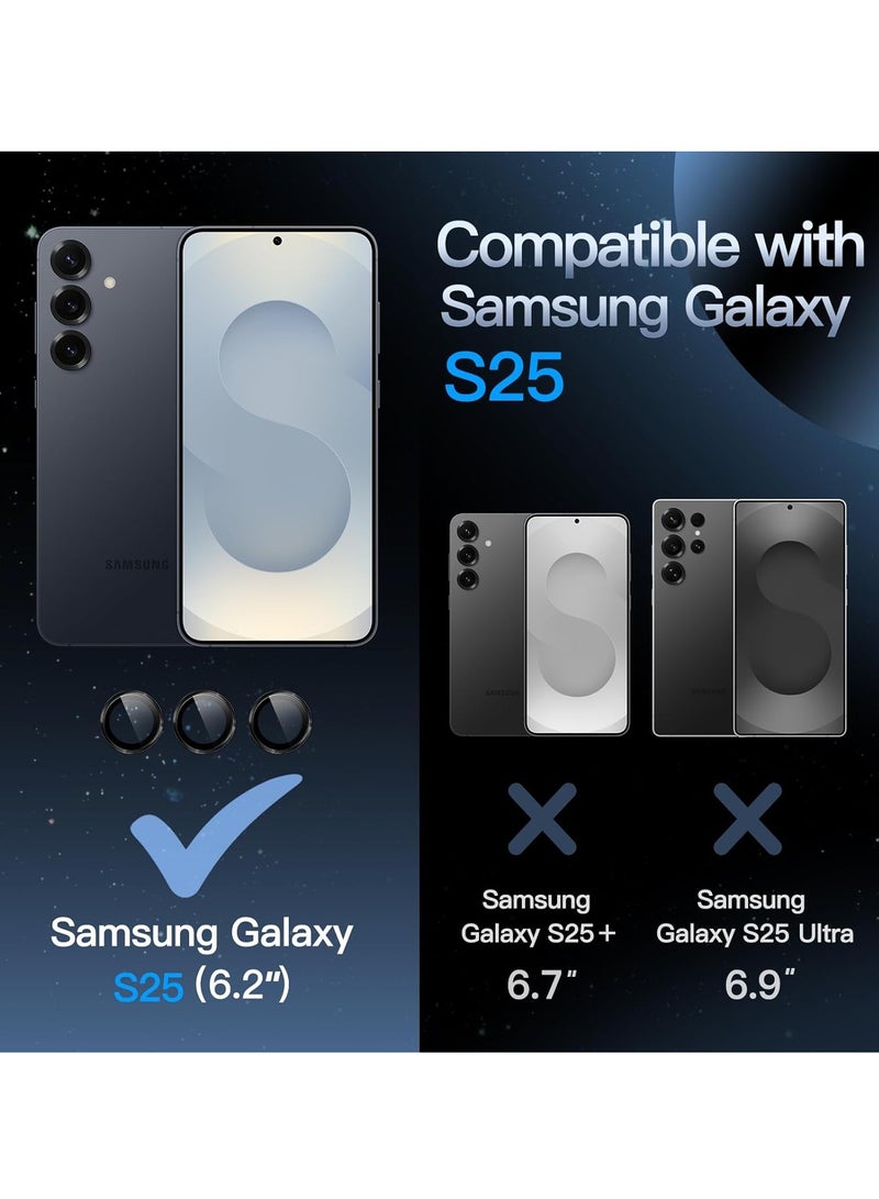 DUSALA Camera Lens Protector for Samsung Galaxy S25 5G, 9H Tempered Glass Metal Individual Ring Cover, Easy Installation Tray, HD - Image 2