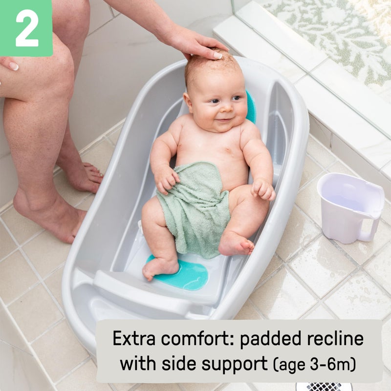 Ingenuity Comfy Clean Deluxe Newborn to Toddler Baby Bathtub, 3-in-1 with Removable Sling, Padded Backrest, 0-24 Months, Gray - Image 5