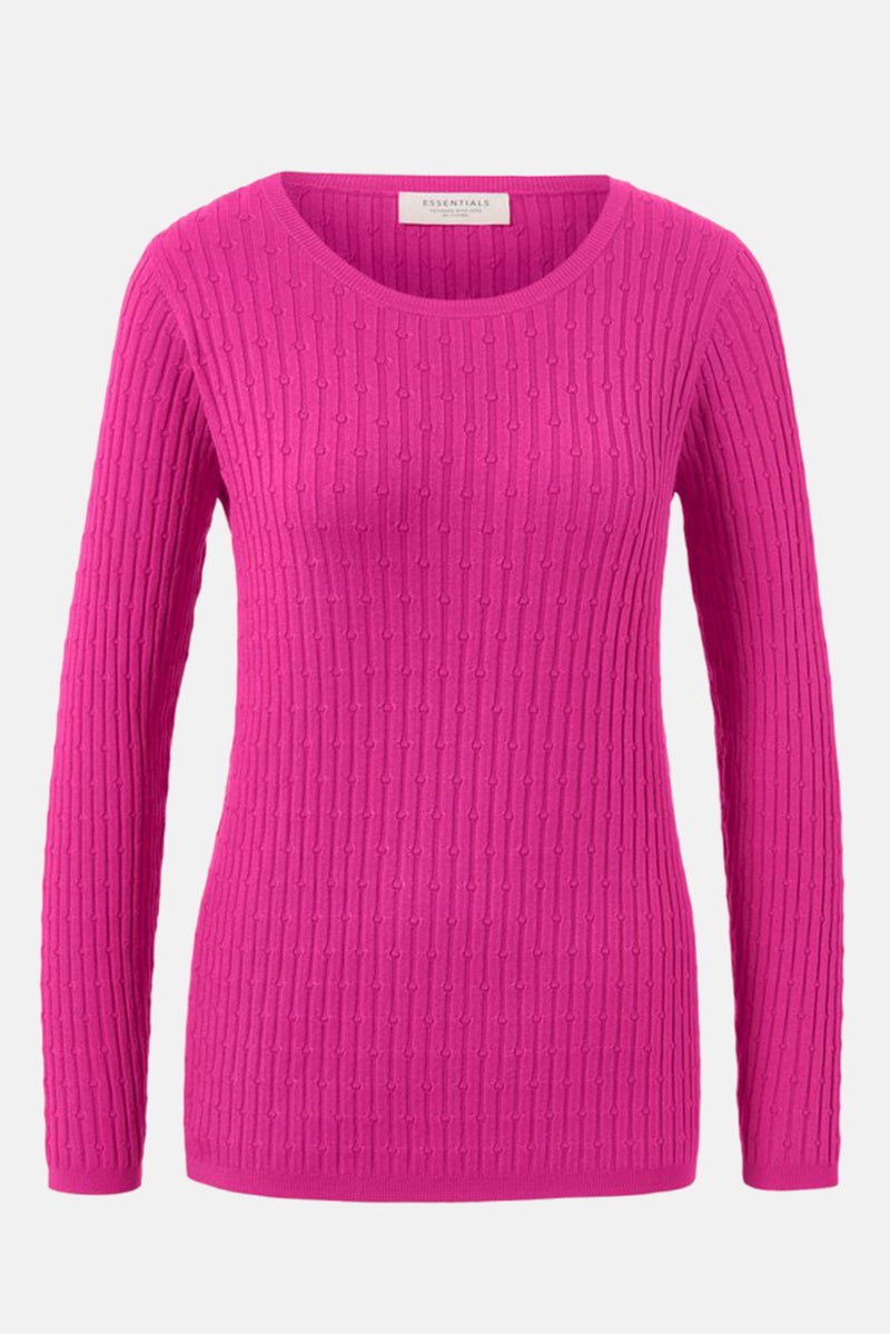 Tchibo Women Round Neck Long Sleeve Textured Blouse, Pink - Image 2