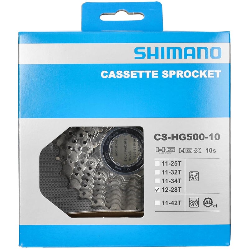 Shimano CS-HG500-10 HG 10-Speed Bicycle Cassette 12-28T Silver - Image 2