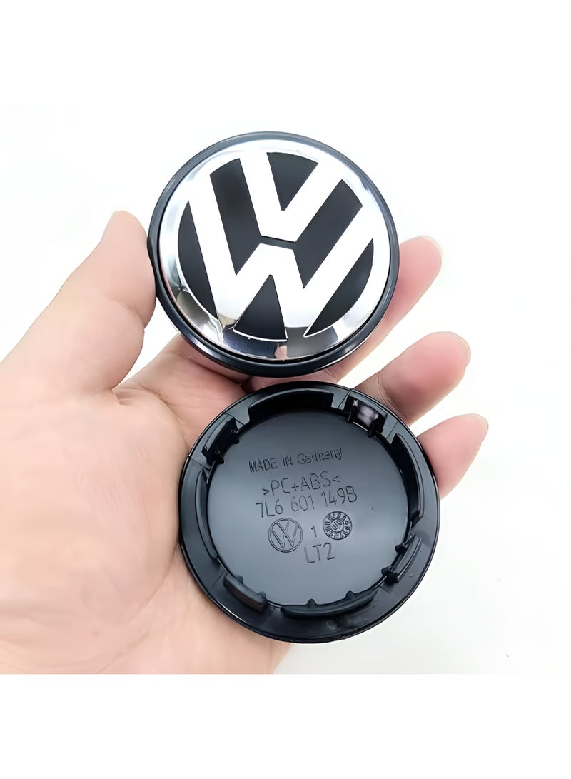76mm Wheel Center Hub Caps Set of 4 Black Alloy Rim Covers Easy Clip-On Fit Replacement Durable Wheel Center Caps Compatible with Volkswagen Vehicles - Image 3