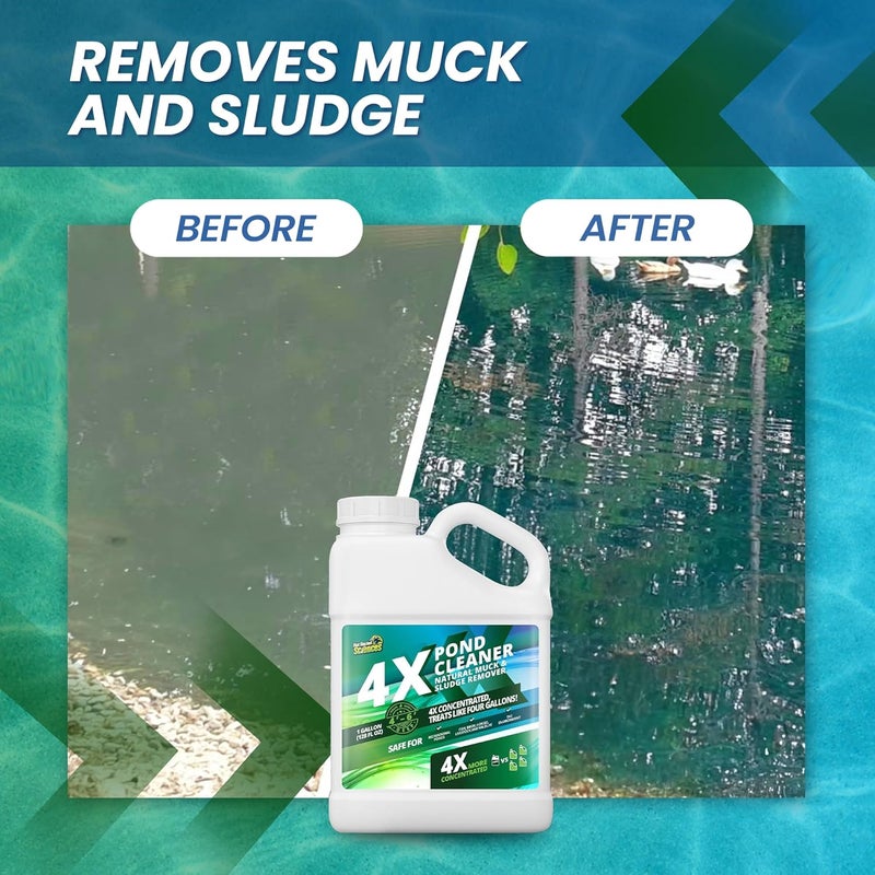 Not Rocket Sciences 1 Gallon 4X Pond Cleaner - Treats Like 4 Gallons & Covers 4 Acres - Pond Cleaner for Outdoor Ponds, Pond Muck and Sludge Remover for a Clean, Natural Look, Ideal Pond Clarifier for Outdoor Ponds - Image 2