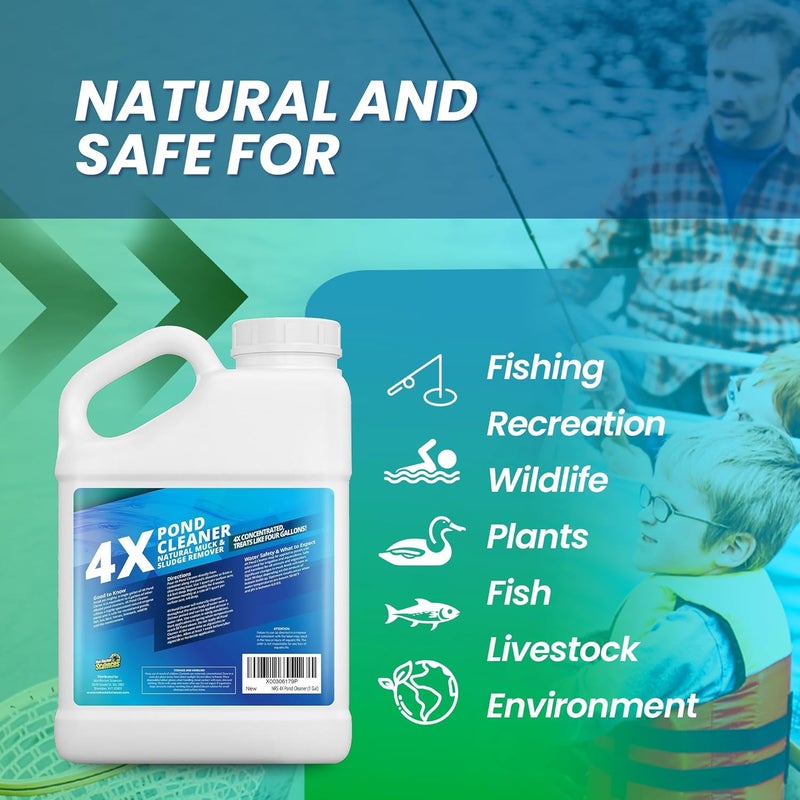 Not Rocket Sciences 1 Gallon 4X Pond Cleaner - Treats Like 4 Gallons & Covers 4 Acres - Pond Cleaner for Outdoor Ponds, Pond Muck and Sludge Remover for a Clean, Natural Look, Ideal Pond Clarifier for Outdoor Ponds - Image 3