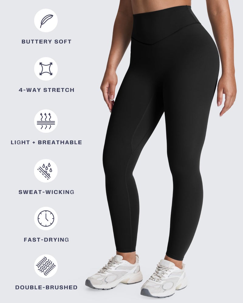 Aoxjox High Waisted Workout Leggings for Women Tummy Control Buttery Soft Yoga Metamorph Deep V Pants 26" (Black, X-Large) - Image 5