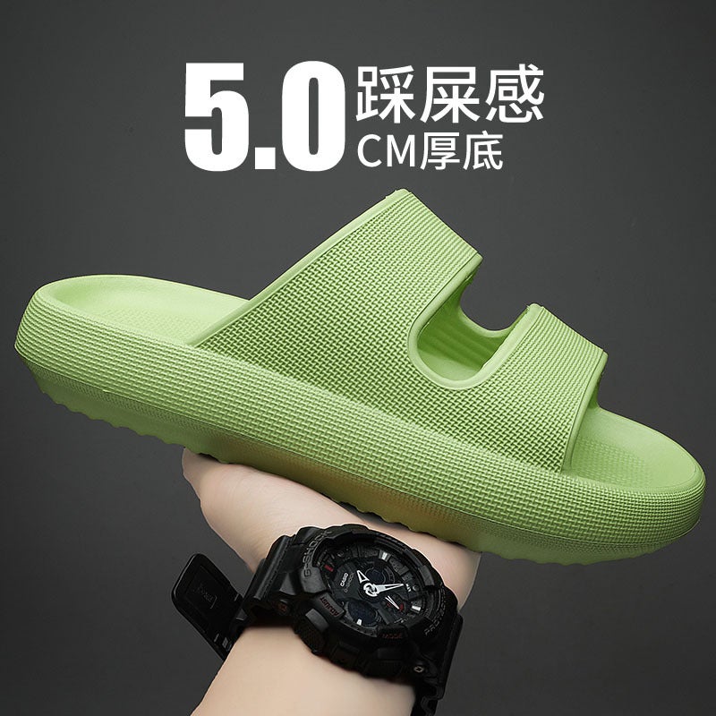 Cross-border Large Size Korean Style Fashion Lovers One Word Drag Summer New Casual Beach Shoes Bathroom Shoes Trendy Men's Shoes - Image 4