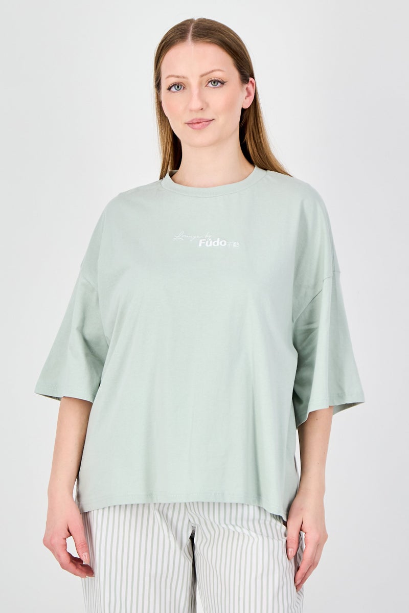 Fudo Women 2Pcs Short Sleeve Top And Bottom Pyjama Set, Multicolor - Image 3