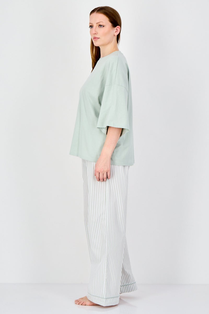 Fudo Women 2Pcs Short Sleeve Top And Bottom Pyjama Set, Multicolor - Image 2