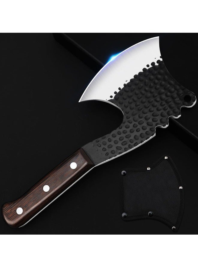 أوساويك قطع اللحم اليدوي الفؤوس الشكل شكل الخدمة الثقيلة عالية الكربون السكين الجزار القاطع قطع قطع الشيف سكين مع غطاء للمطبخ - Image 1