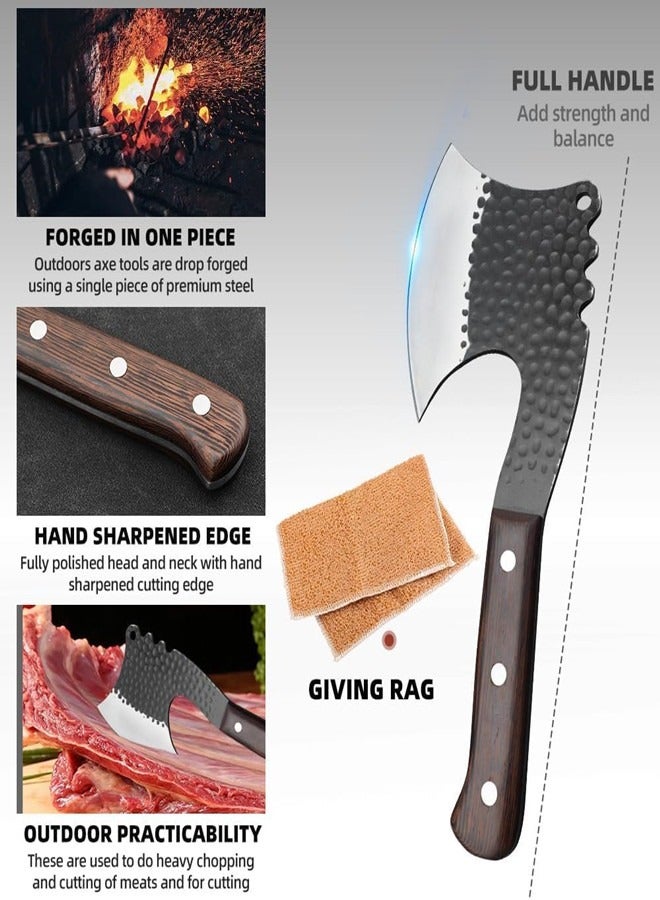 أوساويك قطع اللحم اليدوي الفؤوس الشكل شكل الخدمة الثقيلة عالية الكربون السكين الجزار القاطع قطع قطع الشيف سكين مع غطاء للمطبخ - Image 5