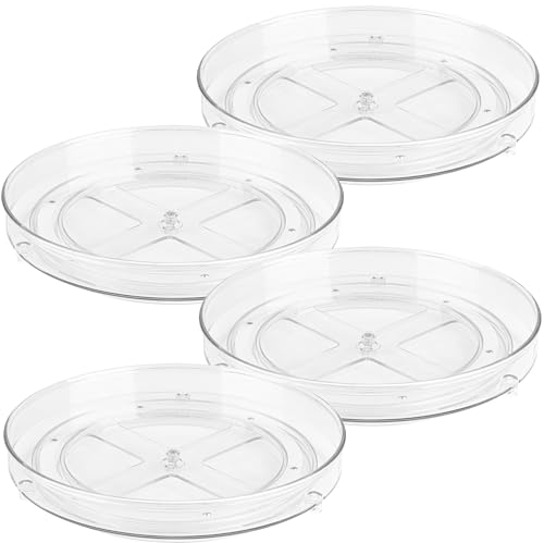 Oizeir Clear Lazy Susan Turntable Organizer (Pack of 4) 9 Inch Acrylic Rotating Storage for Cabinet, Pantry, Fridge, Bathroom, and Vanity Countertops - Image 1