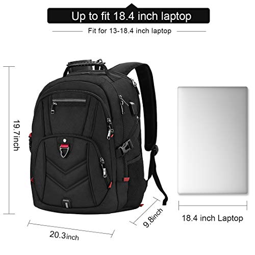 NEWHEY Laptop Backpack 18 Inch Business Travel Backpacks for Men Women Extra Large Waterproof TSA Anti Theft College Bookbags with USB Charging Port 18.4 Gaming Computer Backpack,Black - Image 3