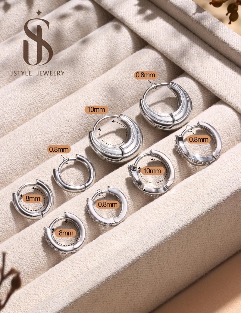 Jstyle Small Hoop Earrings for Women Trendy Silver Huggie Earrings Hypoallergenic Cartilage Earring Stack Huggie Hoops Earring Sets for Multiple Piercing 4 Pairs - Image 2