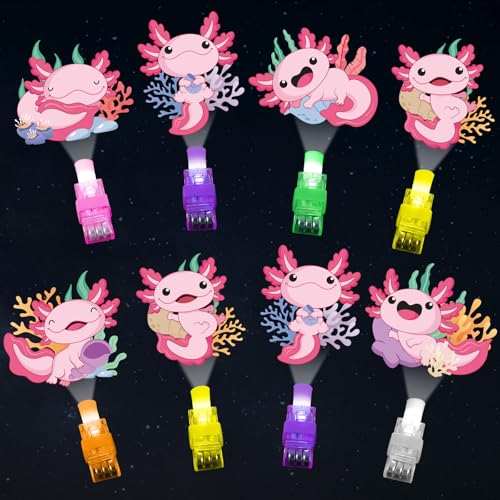 Oitnlaughter 36Pcs Axolotl Themed LED Finger Lights Axolotl Party Favors Glow in the Dark Light Up Finger Lights Cartoon Animals Themed Toys Bulk for Axolotls Party Favors Birthday Gift - Image 1