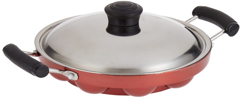 NIRLEP نيرليب من باجاج إلكتريكالز صانع وجبات خفيفة من الألمنيوم غير لاصق مع غطاء، 12 تجويف (رمادي وأسود) - Image 1