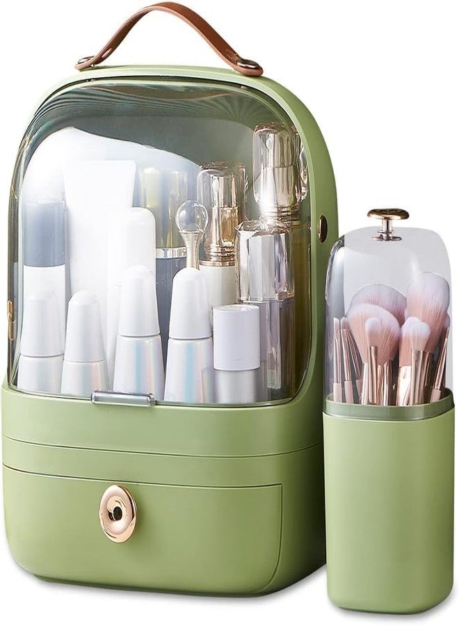Juxori Makeup Organiser Storage Drawers, Skincare Organiser Storage, Dustproof Large Cosmetic Organisers Acrylic, Beauty Caddy Storage Box for Dresser&Bedroom&Bathroom Desktop Green - Image 1