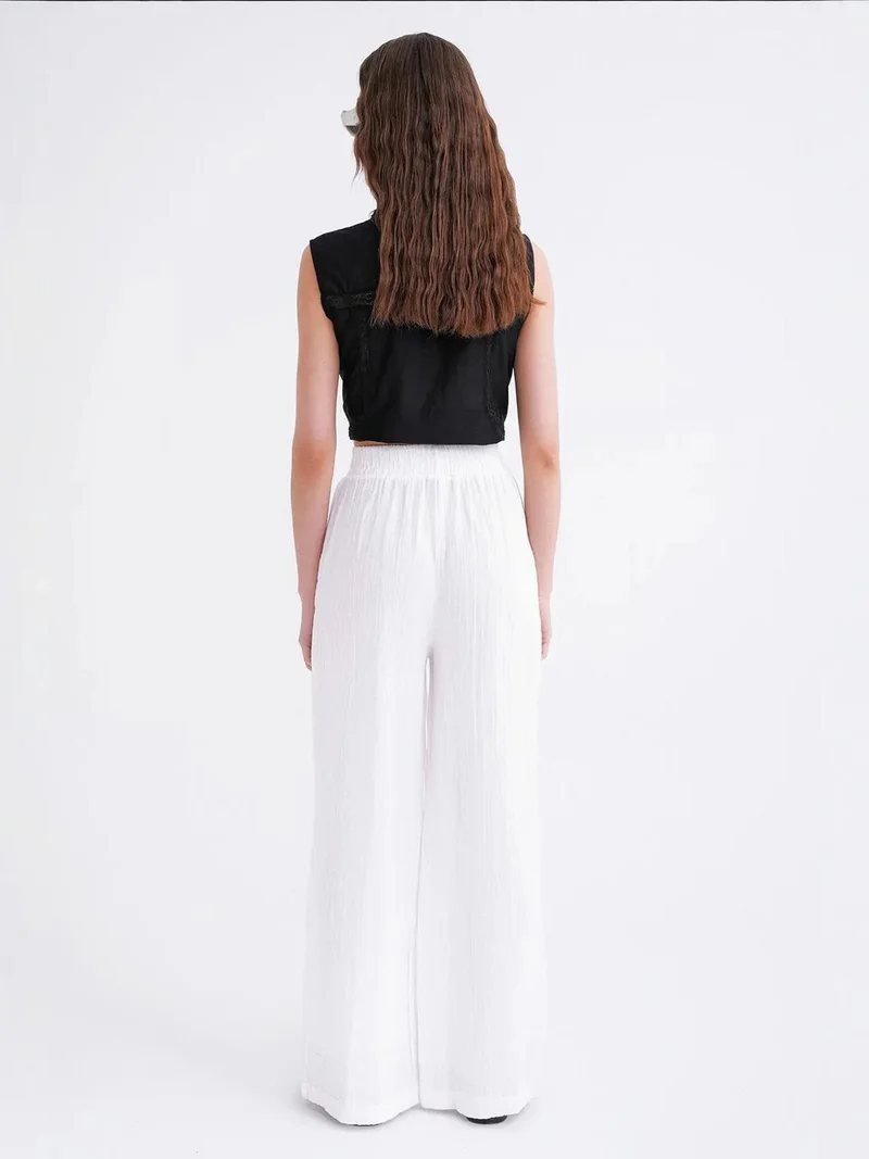 MixRay Mixray High Waist Textured Muslin Fabric Pants