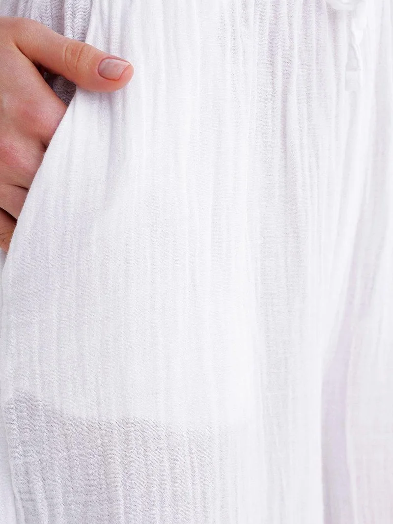 MixRay Mixray High Waist Textured Muslin Fabric Pants
