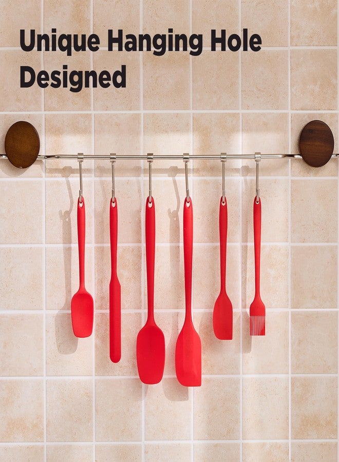 Moonlit Pond 6 Pieces Silicone Spatula Set, Food Grade Rubber Spatula,Kitchen Tools for Baking, Cooking, Stirring (Red) - Image 3