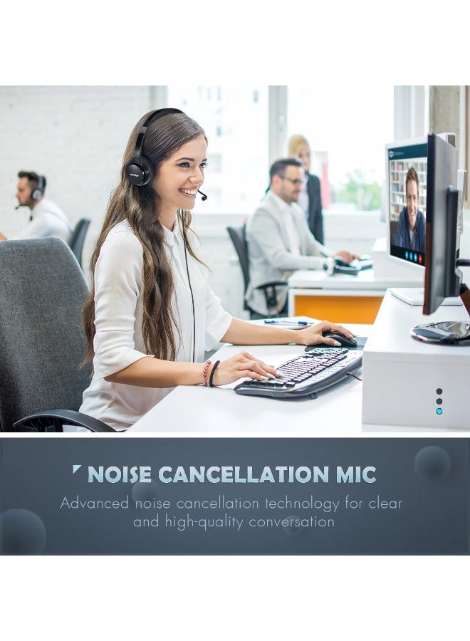 Mpow PA071A USB, 3.5MM Headset with Noise Cancelling Microphone for Work Office Online Class Skype Zoom Meeting - Image 4