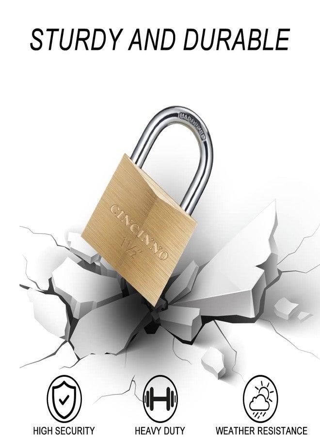 CINCINNO قفل CINCINNO من النحاس الصلب مع مفتاح، قفل بمفتاح بجسم عريض 1-9/16 بوصة، عبوة من قفلين متشابهين للخزانة مع مفتاح - Image 5