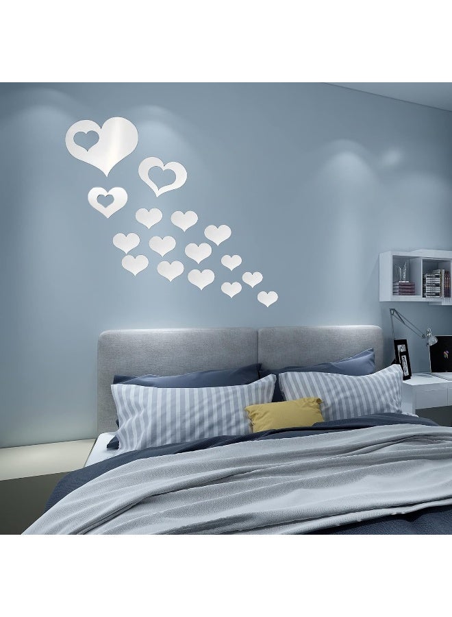 TPGP Pack Of 16 Wall Stickers Mirror Wall Stickers Acrylic Mirror Wall Sticker Diy Mirror Wall Sticker Heart Decoration Wall Sticker Mirror Effect Wall Sticker Mirror Wall Sticker For Home Decoration - Image 4