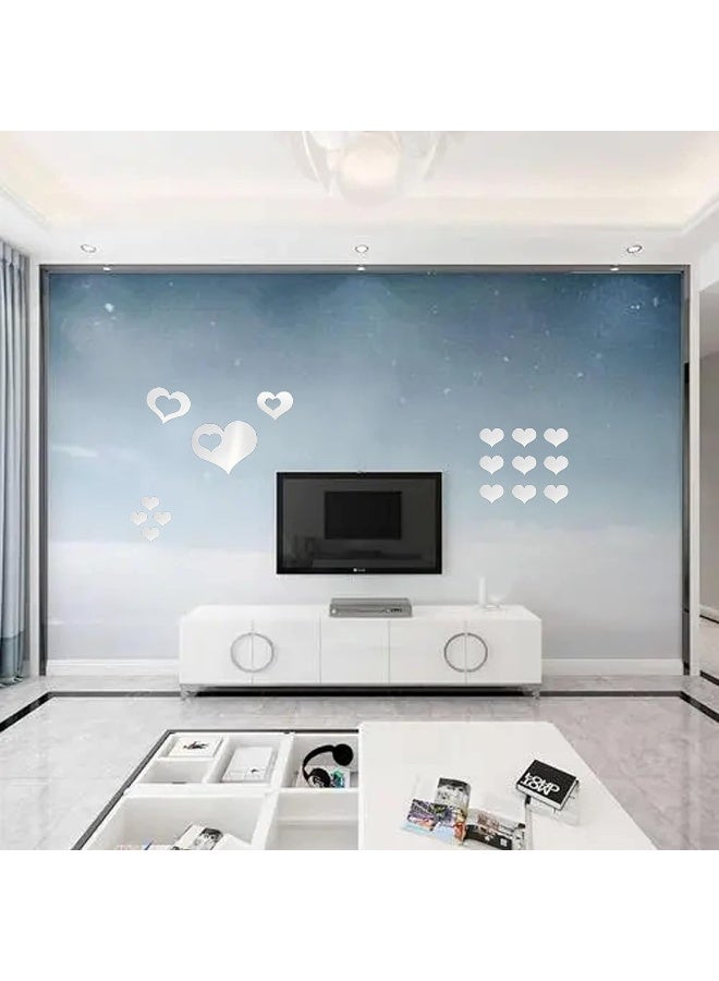 TPGP Pack Of 16 Wall Stickers Mirror Wall Stickers Acrylic Mirror Wall Sticker Diy Mirror Wall Sticker Heart Decoration Wall Sticker Mirror Effect Wall Sticker Mirror Wall Sticker For Home Decoration - Image 3
