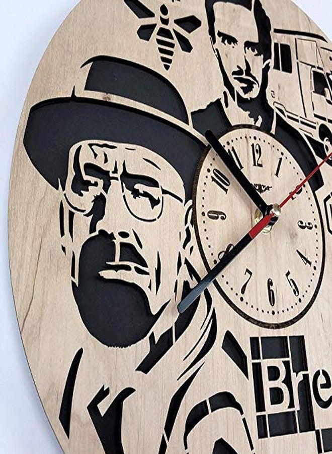 NABSTER Breaking Bad Wall Clock Made of Eco Friendly Wood - Unique Rakhi Gift Idea and Home Decor - Great for Living Room Kitchen Bedroom - Silent Quartz Movement - Image 3