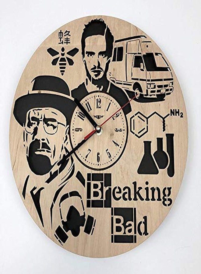 NABSTER Breaking Bad Wall Clock Made of Eco Friendly Wood - Unique Rakhi Gift Idea and Home Decor - Great for Living Room Kitchen Bedroom - Silent Quartz Movement - Image 1